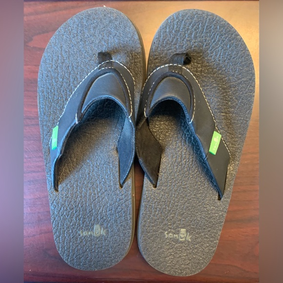 Sanuk Black Flip Flops girls multi size 2/3 - Picture 1 of 4